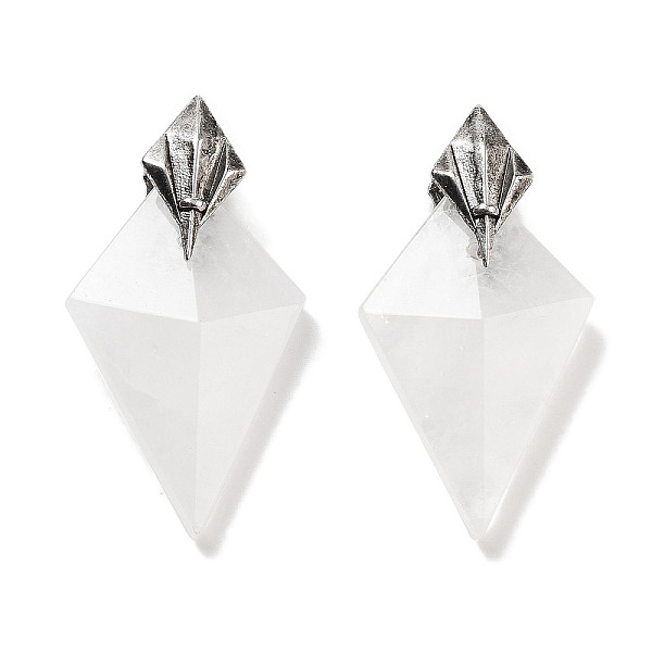 

PandaHall Natural Quartz Crystal Pendants, Rock Crystal Faceted Kite Charms with Antique Silver Plated Brass Findings, 46.5x24x11mm, Hole...