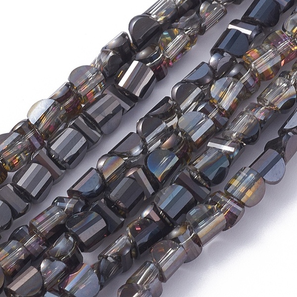 

PandaHall Electroplate Glass Beads Strands, Faceted, Half Plated, Half Round, Black Plated, 4x4x3mm, Hole: 0.8mm, about 148pcs/strand, 19.69...