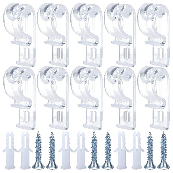 

PandaHall GORGECRAFT 1 Box 8 Sets Blind Safety Clips Roller Shade Clear Safety Chain and Cord Guide Fixation Hook Safety P-Clips with 8...