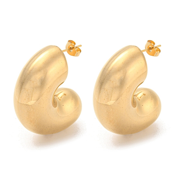 

PandaHall 304 Stainless Steel Stud Earrings, Half Round, Golden, 35x14mm 304 Stainless Steel Half Round