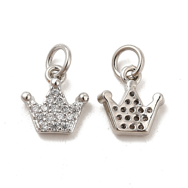 

PandaHall Rack Plating Brass Micro Pave Clear Cubic Zirconia Pendants, Long-Lasting Plated, Cadmium Free & Lead Free, with Jump Ring, Crown...