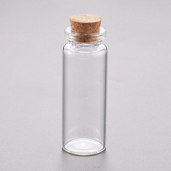 PandaHall Glass Bead Containers, with Cork Stopper, Wishing Bottle, Clear, 2.15x5.95cm, Capacity: 12ml(0.4 fl. oz) Glass Bottle Clear