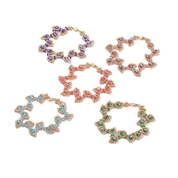 

PandaHall 5Pcs 5 Color Leaf Glass Seed Beaded Bracelets Set, 304 Stainless Steel Wire Wrap Bracelets for Women, Mixed Color, 7-1/2 inch..., Multicolor
