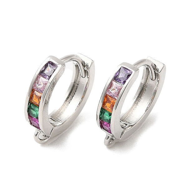 

PandaHall Rack Plating Brass Pave Colorful Cubic Zirconia Hoop Earrings for Women, Lead Free & Cadmium Free, Long-Lasting Plated, Ring..., Multicolor