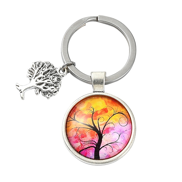 

PandaHall Alloy Glass Keychains, with 304 Stainless Steel Keychain Clasps, Flat Round, Gold, 6.2cm Alloy Flat Round Gold
