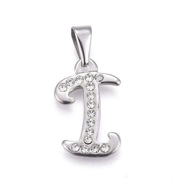 

PandaHall 304 Stainless Steel Pendants, with Rhinestone, Letter, Letter.I, 22.5x14.5x2mm, Hole: 3~3.5x7.5~8mm Stainless Steel+Rhinestone..., Clear
