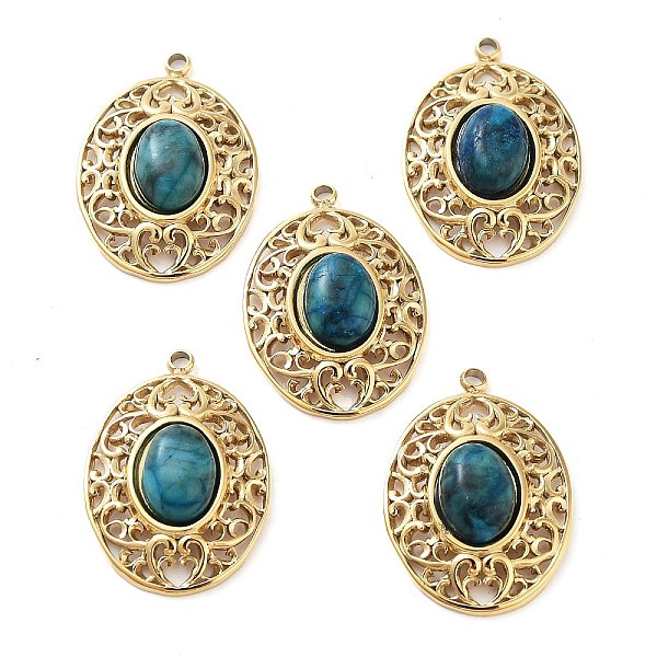 

PandaHall 304 Stainless Steel Pendants, Natural Lapis Lazuli Oval Charms, Real 14K Gold Plated, 21x15x5.5~6.5mm, Hole: 1.5mm Lapis Lazuli...
