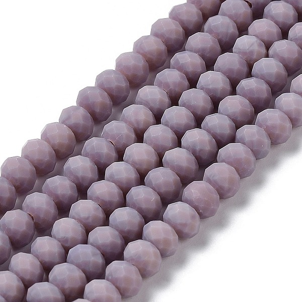 

PandaHall Glass Beads Strands, Faceted, Frosted, Rondelle, Thistle, 2.5mm, Hole: 1mm, about 145~150pcs/strand, 34~35cm Glass Rondelle Purple