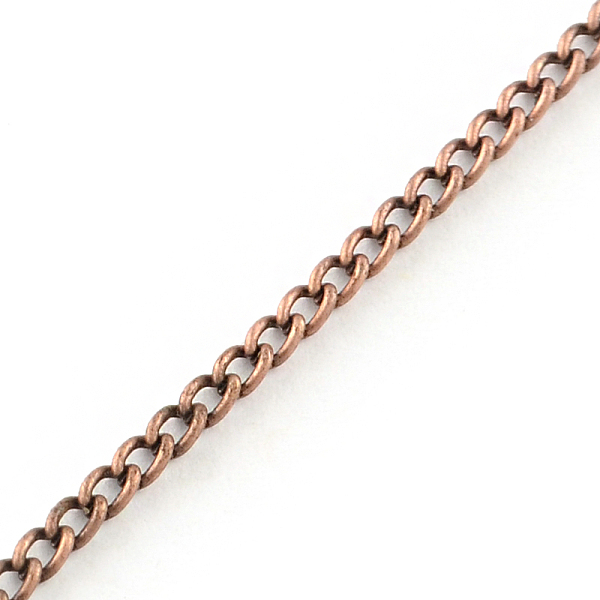 

PandaHall Unwelded Iron Curb Chains, with Spool, Red Copper, 2.5x1.6x0.45mm, about 328.08 Feet(100m)/roll Iron