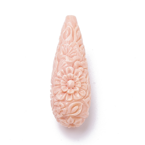 

PandaHall Synthetic Coral Beads, Dyed, teardrop, Misty Rose, 40~42x14mm, Hole: 1.6mm Synthetic Coral Teardrop