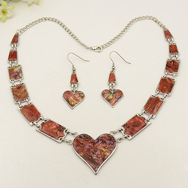 

PandaHall Fashionable Paua Shell/Abalone Shell Jewelry Sets, Necklaces and Earrings, with Brass Lobster Claw Clasps and Iron Findings..., Brown