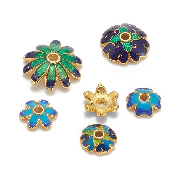 

PandaHall Mixed Brass Enamel Bead Caps, Lead Free & Cadmium Free, Golden, 5~11x2~3mm, Hole: 1~1.5mm Brass+Enamel
