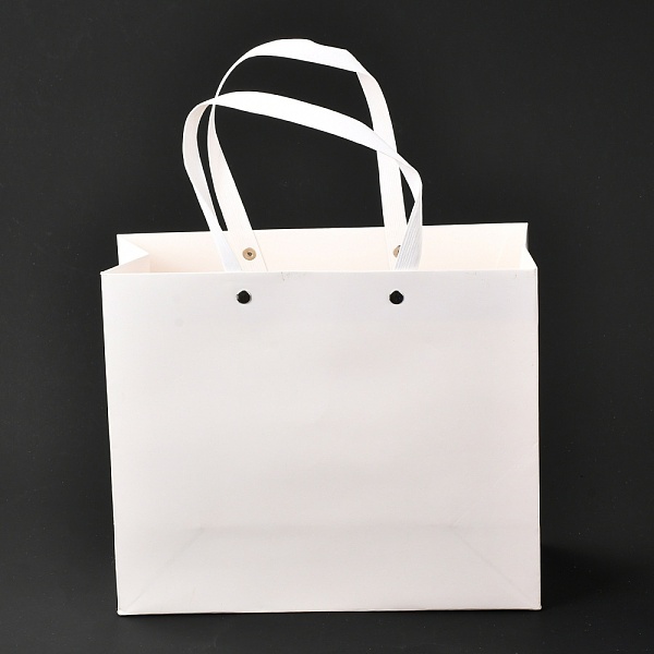 

PandaHall Rectangle Paper Bags, with Nylon Handles, for Gift Bags and Shopping Bags, White, 24x0.4x20cm Paper None White