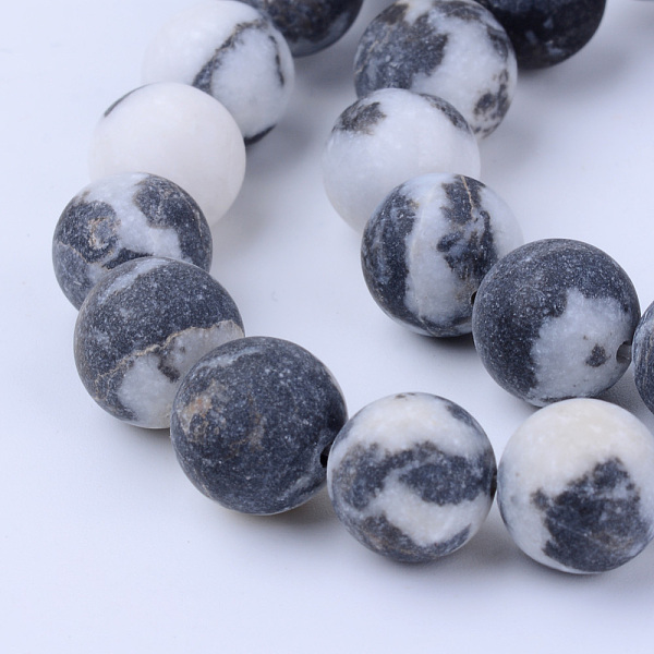 

PandaHall Natural Zebra Jasper Beads Strands, Frosted, Round, 6~6.5mm, Hole: 1mm, about 63pcs/strand, 15.5 inch Zebra Jasper Round