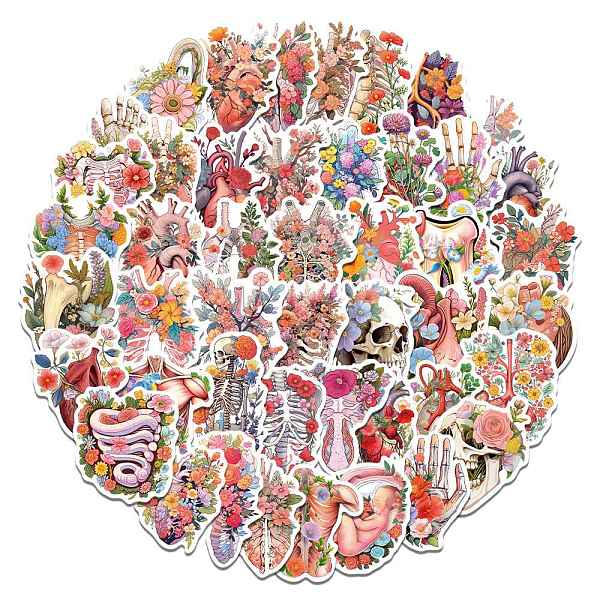 

PandaHall Flower Organ PVC Self-adhesive Sticker, Waterproof Decals, for Suitcase, Skateboard, Refrigerator, Helmet, Mobile Phone Shell...
