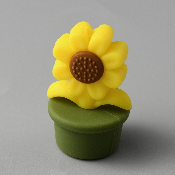 

PandaHall Sunflower Pot Food Grade Eco-Friendly Silicone Beads, Chewing Beads For Teethers, DIY Nursing Necklaces Making, Dark Olive Green...