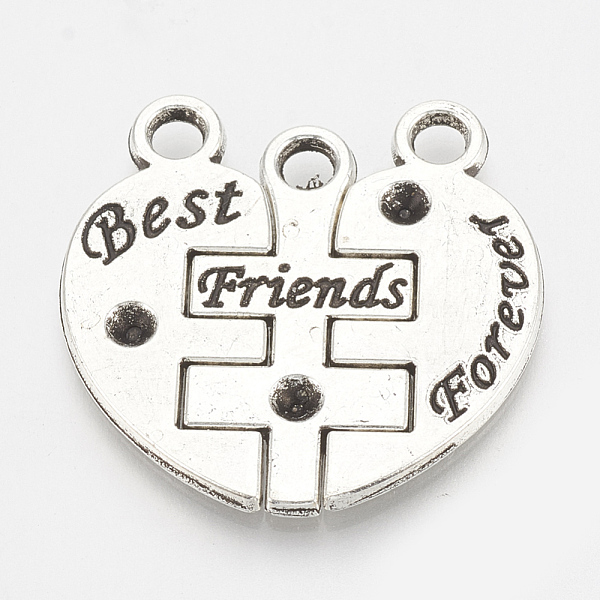 

PandaHall Tibetan Style Alloy Pendant Rhinestone Settings, Heart with Word Best Friend Forever, Cadmium Free & Lead Free,, Antique Silver...