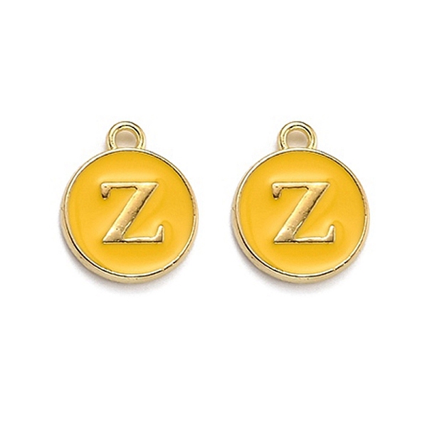

PandaHall Golden Plated Alloy Enamel Charms, Enamelled Sequins, Flat Round with Alphabet, Letter.Z, Yellow, 14x12x2mm, Hole: 1.5mm...