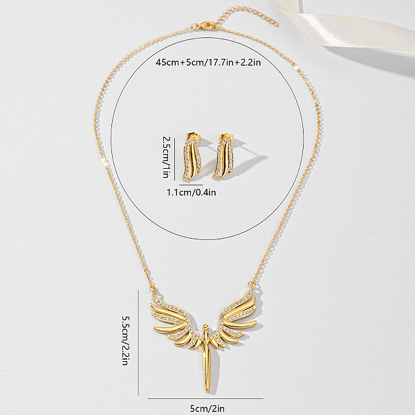 

PandaHall Luxury Angel Wing Jewelry Set for Party Dress and Banquet. Brass