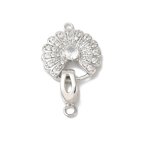 

PandaHall Rack Plating Brass Micro Pave Clear Cubic Zirconia Fold Over Clasps, Cadmium Free & Lead Free, Long-Lasting Plated, Flat Round...