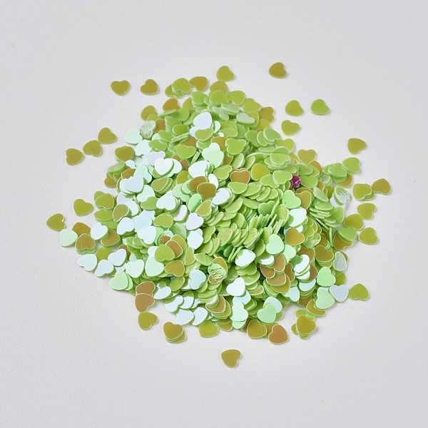 

PandaHall Ornament Accessories Plastic Paillette/Sequins Beads, No Hole/Undrilled Beads, Heart, Green Yellow, 2.7x3x0.3mm, about...