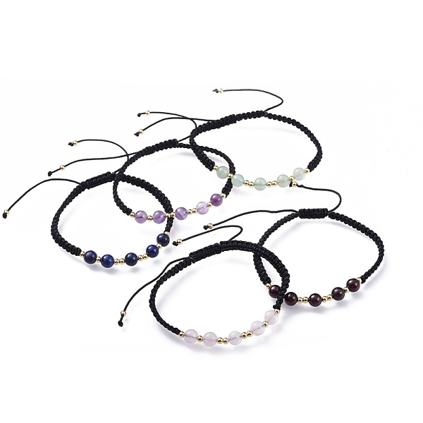 

PandaHall Adjustable Natural Gemstone Braided Bead Bracelets, Nylon Cord Square Knot Bracelet, with Brass Findings, Golden, 2 inch(5.2cm)...