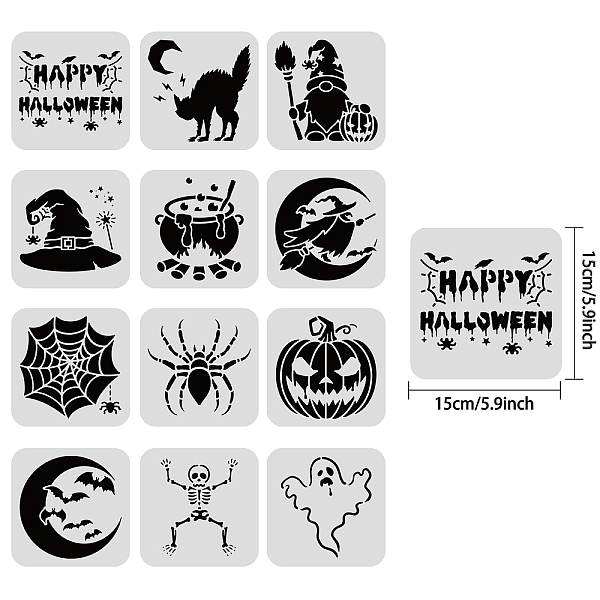 BENECREAT 12PCS Halloween Themed Drawing Stencils