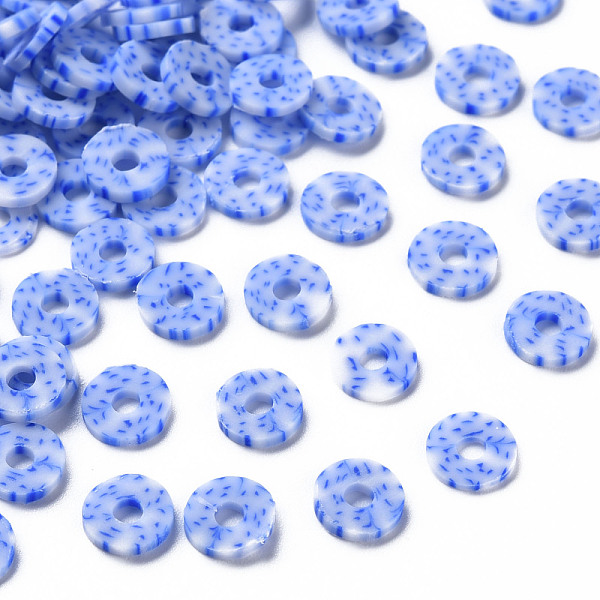 

PandaHall Handmade Polymer Clay Beads, Disc/Flat Round, Heishi Beads, Royal Blue, 6x1mm, Hole: 1.8mm, about 3330pcs/1000g Polymer Clay Disc