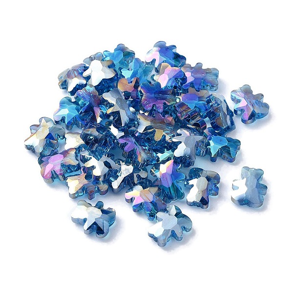 

PandaHall Electroplate Glass Beads, AB Color Plated, Bear, Dodger Blue, 9.5x8.5x4mm, Hole: 1.2mm Glass Bear