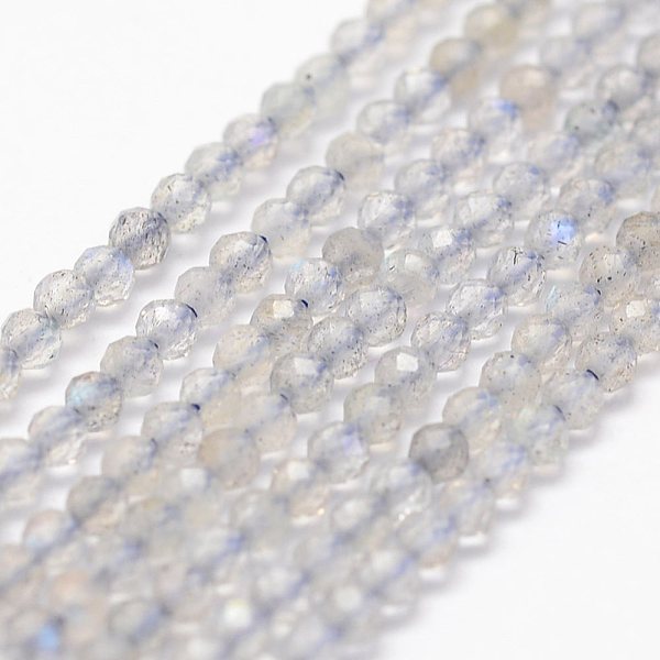 

PandaHall Natural Labradorite Beads Strands, Faceted, Round, 2mm, Hole: 0.5mm, about 175pcs/strand, 14.9 inch(38cm) Labradorite Round