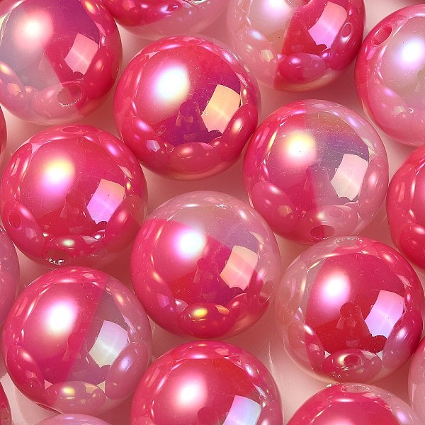 

PandaHall UV Plating Rainbow Iridescent Opaque Acrylic Beads, Two Tone, Round, Cerise, 17.5mm, Hole: 2.7mm Acrylic Round Red