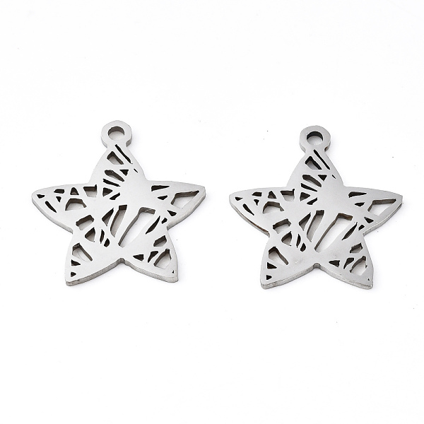 

PandaHall 201 Stainless Steel Pendants, Laser Cut, Star, Stainless Steel Color, 16.5x15.5x1mm, Hole: 1.4mm 201 Stainless Steel Star