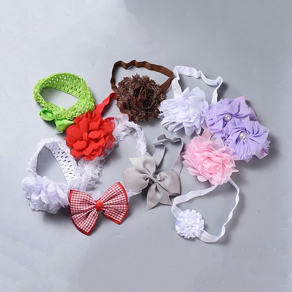

PandaHall Elastic Polyester Baby Headbands for Girls, Hair Accessories, Bowknot, Mixed Color, 75~115mm Polyester Multicolor