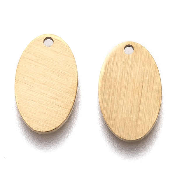 

PandaHall Ion Plating(IP) 304 Stainless Steel Pendants, Stamping Blank Tag, Laser Cut, Double Side Drawbench Effect, Oval, Golden...