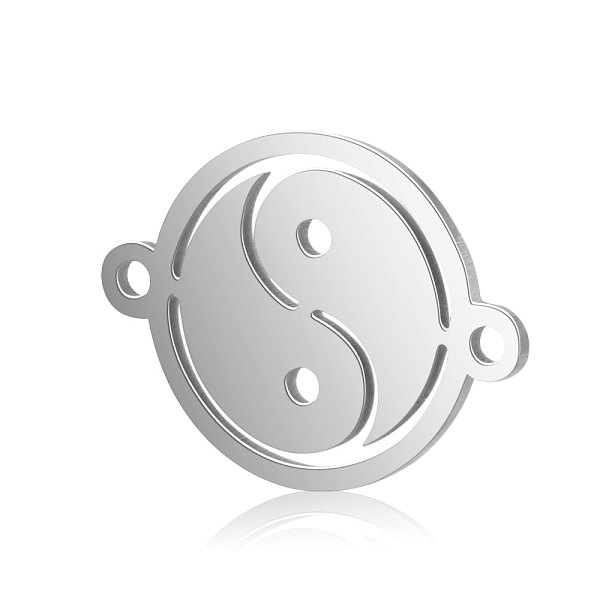 

PandaHall Feng Shui Titanium Steel Links connectors, Flat Round with Yin Yang, Stainless Steel Color, 15.5x12x0.8mm, Hole: 1mm Titanium...
