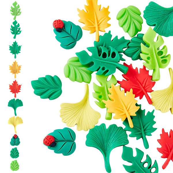 

PandaHall HOBBIESAY 40pcs 4 Sets Leaf Resin Cabochons 20-33x15-21mm Slime Charms Maple Leaves Flatback Beads Embellishments Flatback Ginkgo..., Multicolor
