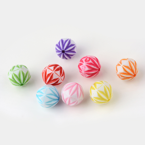 

PandaHall Craft Style Acrylic Corrugated Beads, Round, Mixed Color, 13~14mm, Hole: 2mm Acrylic Round Multicolor