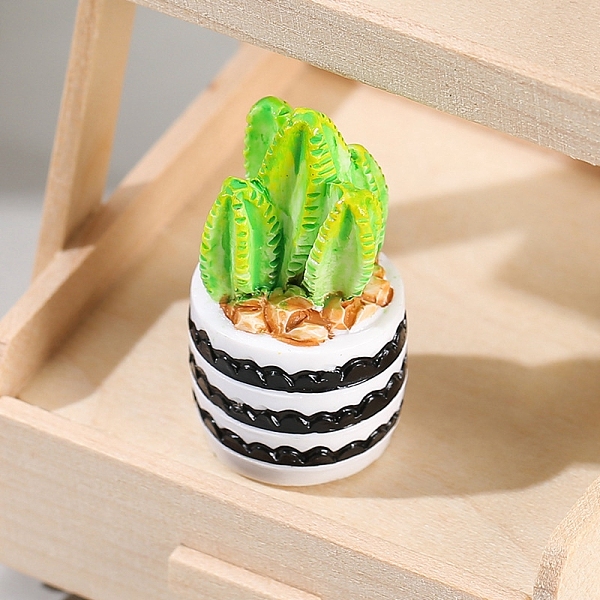 

PandaHall Dollhouse Accessories, Simulation Mini Resin Cactus Vase Model, Lime Green, 32x17mm Resin Vase