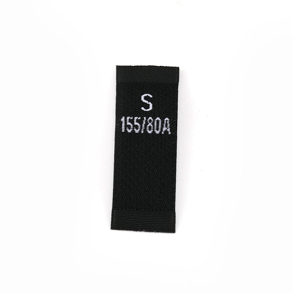 

PandaHall Polyester Clothing Size Labels(S), Woven Crafting Craft Labels, for Clothing Sewing, Black, 38x15x0.4mm, 500pcs/bag Polyester...