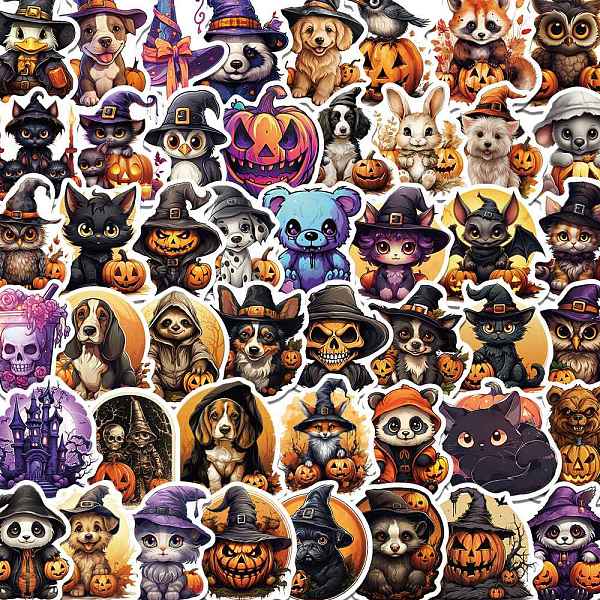 

PandaHall Halloween PVC Self Adhesive Stickers, Waterproof Decals, for Suitcase, Skateboard, Refrigerator, Helmet, Mobile Phone Shell...