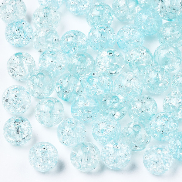 

PandaHall Transparent Crackle Acrylic Beads, Round, Sky Blue, 8x7mm, Hole: 1.8~2mm, about 1745pcs/500g Acrylic Round