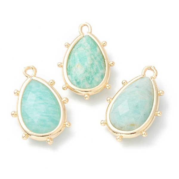 

PandaHall Natural Amazonite Pendants, with Golden Brass Edge, Faceted, Teardrop, 22.5x14x5.5mm, Hole: 1.6mm Amazonite Teardrop