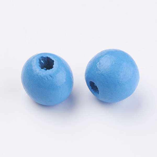 

PandaHall Natural Wood European Beads, Dyed, Round, Deep Sky Blue, 12x11mm, Hole: 4mm, about 960pcs/500g Wood Round Blue