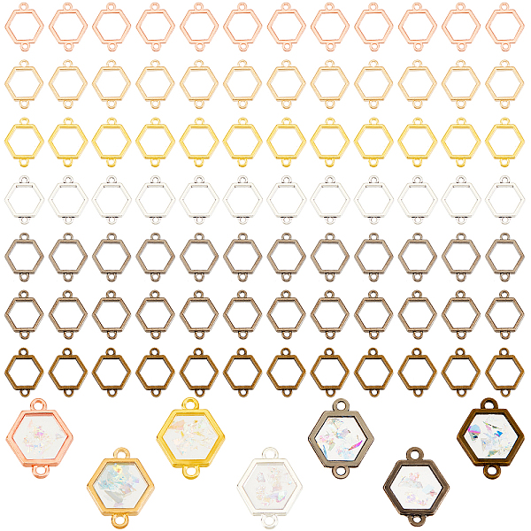 

PandaHall 168pcs Hexago Open Bezel Connector Charms, 7 Colors Hollow Frame Blanks Geometric Link Pendant for DIY UV Resin Epoxy Resin...