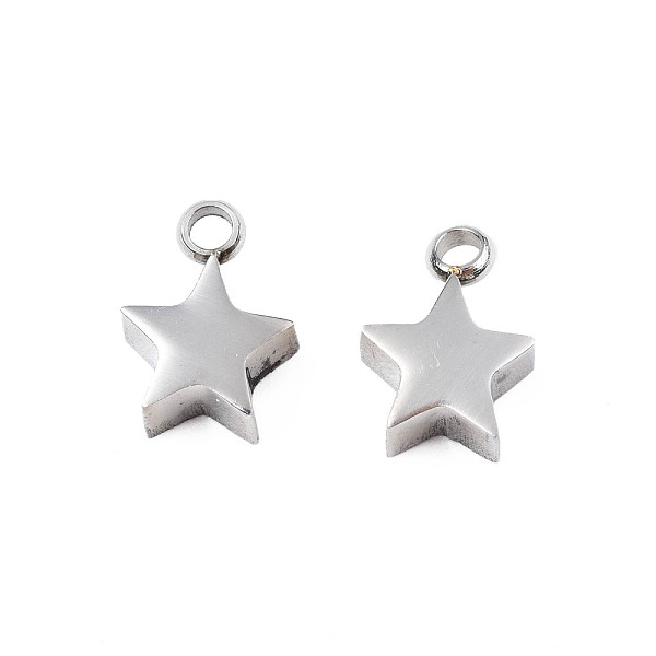 

PandaHall 304 Stainless Steel Charms, Star, Stainless Steel Color, 10x7.5x4mm, Hole: 1.8mm 304 Stainless Steel Star