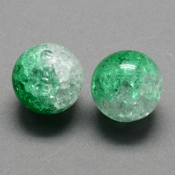 

PandaHall Two Tone Transparent Crackle Acrylic Beads, Half Spray Painted, Round, Sea Green, 12mm, Hole: 2.5mm, about 528pcs/500 Acrylic...