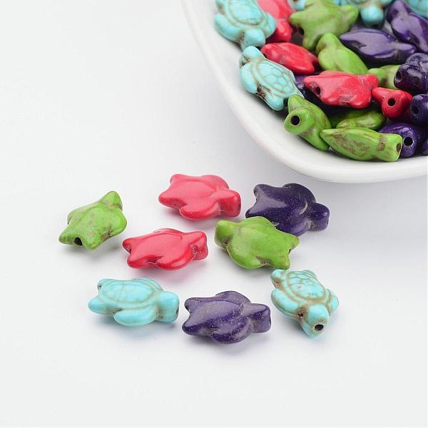 

PandaHall Dyed Synthetic Turquoise Beads, Tortoise, Mixed Color, 15x12x6mm, Hole: 1mm Synthetic Turquoise Tortoise Multicolor