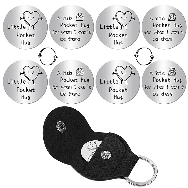 

PandaHall CREATCABIN 4Pcs Heart Pocket Hug Token Long Distance Relationship Keepsake Token Stainless Steel Double Sided Pocket Token Coin...