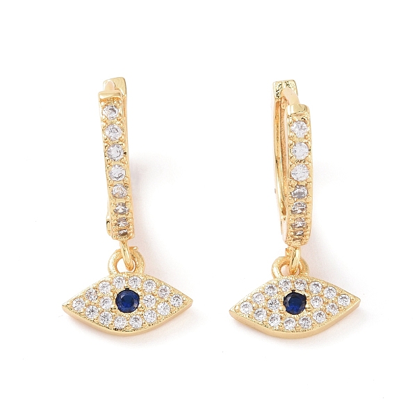 

PandaHall Midnight Blue Cubic Zirconia Horse Eye Dangle Hoop Earrings, Evil Eye Brass Lucky Jewelry for Women, Cadmium Free & Lead Free...