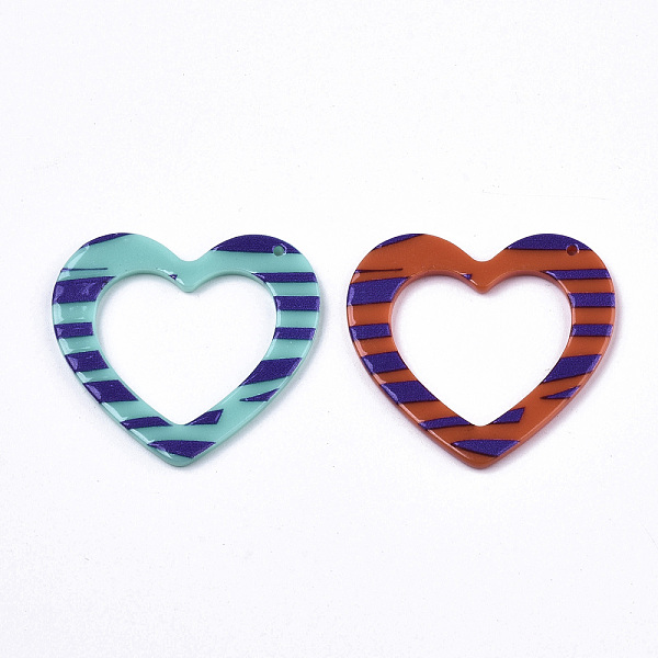 

PandaHall Opaque Printed Acrylic Pendants, Heart, Mixed Color, 36x39x2~3mm, Hole: 1.5mm Acrylic Heart Multicolor